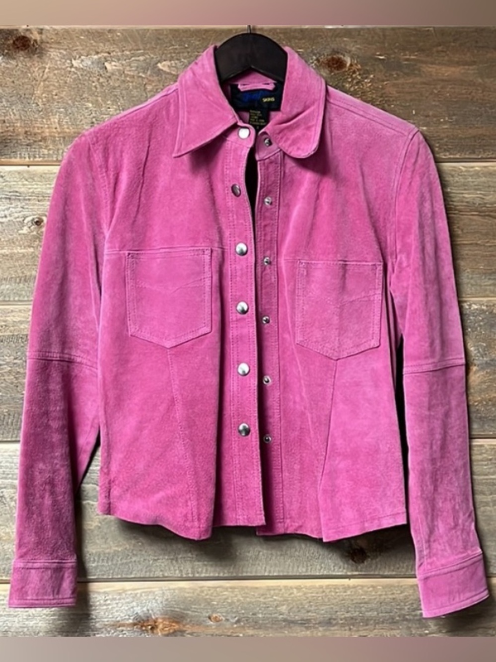 Vintage Pink Suede Snap Button Shirt Western Rodeo Cowgirl Baddie Size Small